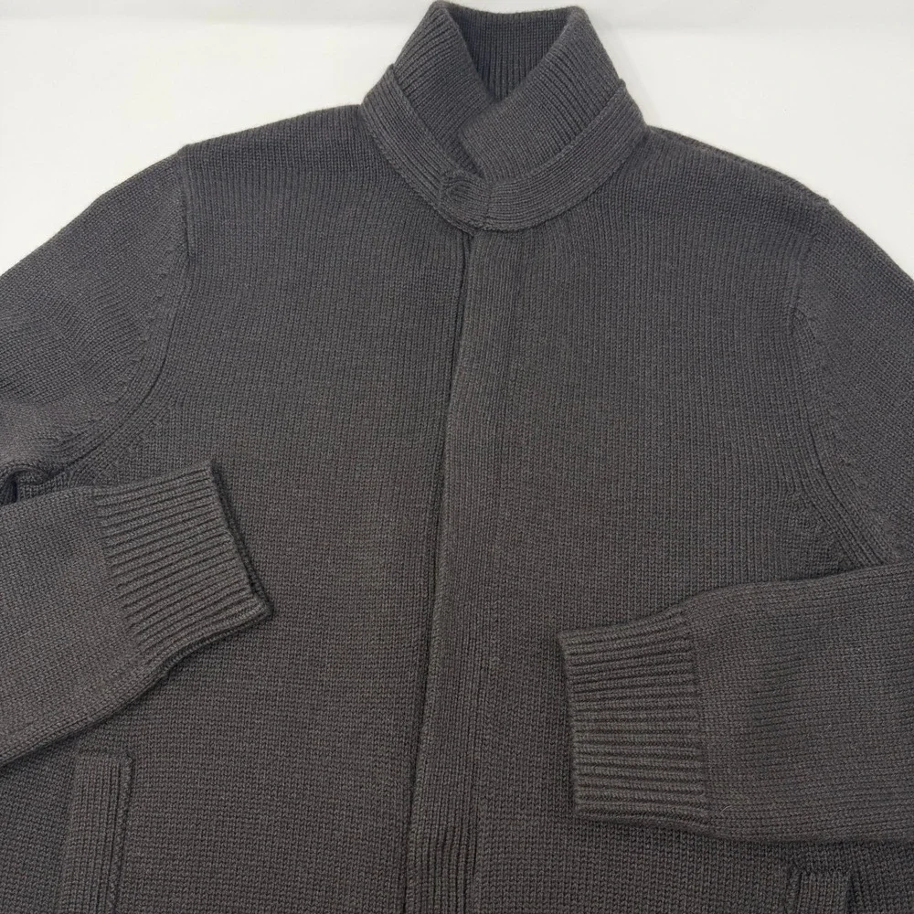 Banana Republic Mens Extra Fine Merino Wool Snap Front Cardigan Brown Medium